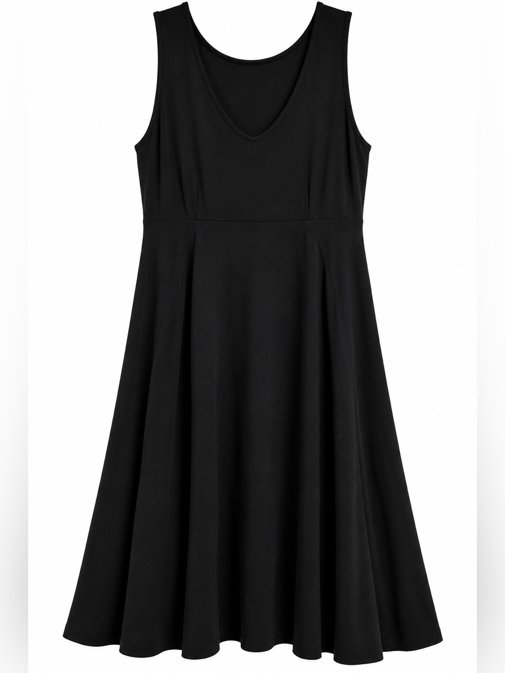 Eileen Fisher Black Sleeveless A-Line V-Back Dress Size S